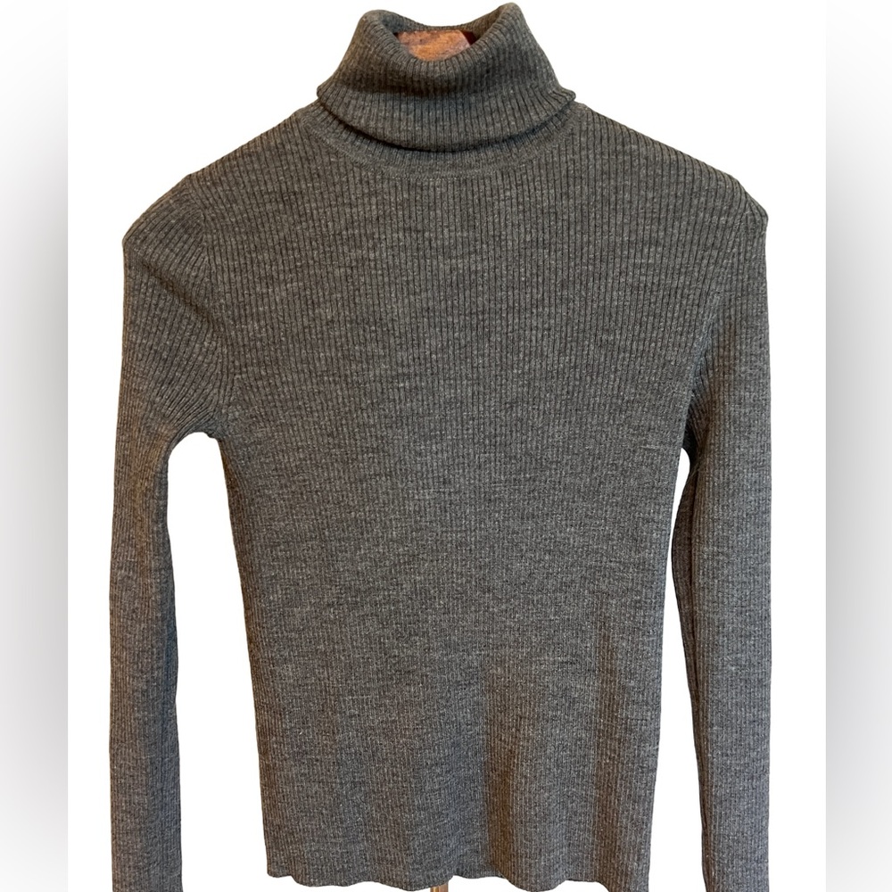 LOFT Charcoal Turtleneck Merino Sweater